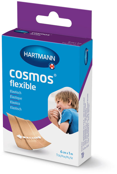 Cosmos Flexible 6 cm x 1 m, Pflaster, zur sanften und schnellen Versorgung kleinerer Verletzungen, Wundverband, Wundpflaster, Wundschnellverband, 530243 Hartmann