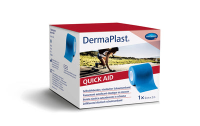 DermaPlast Quick Aid 6 cm x 2 m blau, hautfarben, Selbstklebender, elastischer, wasserabweisender Schaumverband, zur optimalen Versorgung kleinerer Verletzungen 550010, 550011 Hartmann