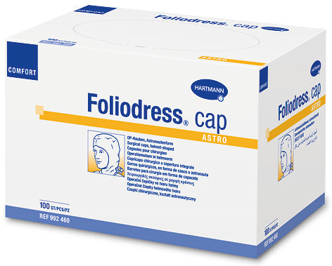 Foliodress cap Comfort Universal grün, weiß, OP-Haube, in Entnahmekartons, universelle Baretthaube mit umlaufendem Gummizug, 992465, 992466 Hartmann