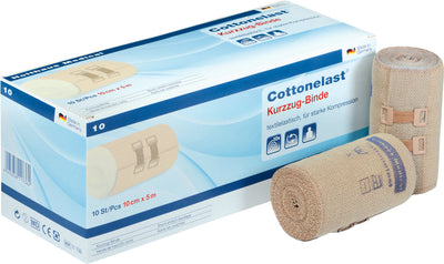 Cottonelast® Kurzzug-Binde, einzeln, Faltschachtel, Elastische Kompressionsbinde mit kurzer Dehnung, 6 cm x 5 m, 8 cm x 5 m, 10 cm x 5 m, 12 cm x 5 m Holthaus